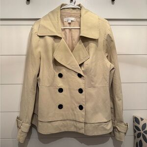 New York & Company Cream Pea Coat Classic Double-Breasted, Women’s XL